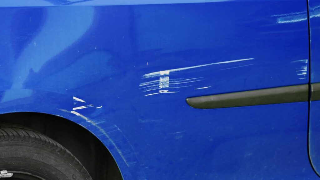 Damaged car from hit and run needing auto accident attorney in Houston