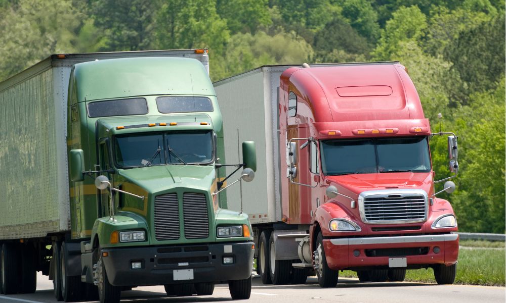 two semi trucks before accident requiring sugar land car accident attorney