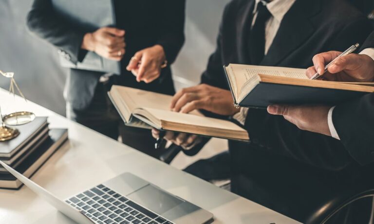 18 wheeler accident attorney team researching legal info